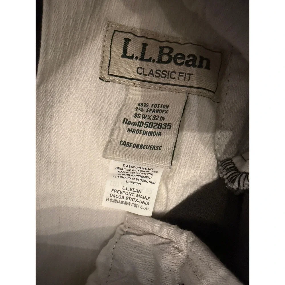 LL Bean Classic Fit Corduroy Pants Mens 35x32 Brown Stretch Cotton ID 502835